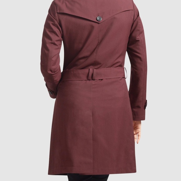 OLGYN Women’s Belted Burgundy Trench Coat - Picture 2 of 5